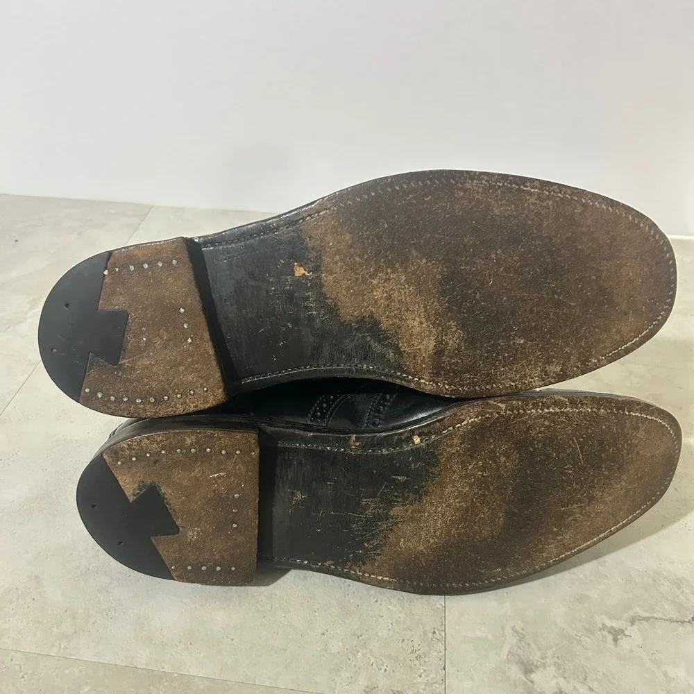 Alden x J Crew Wingtip Boots Black Leather Mens 11 B/D 44695 Made in USA